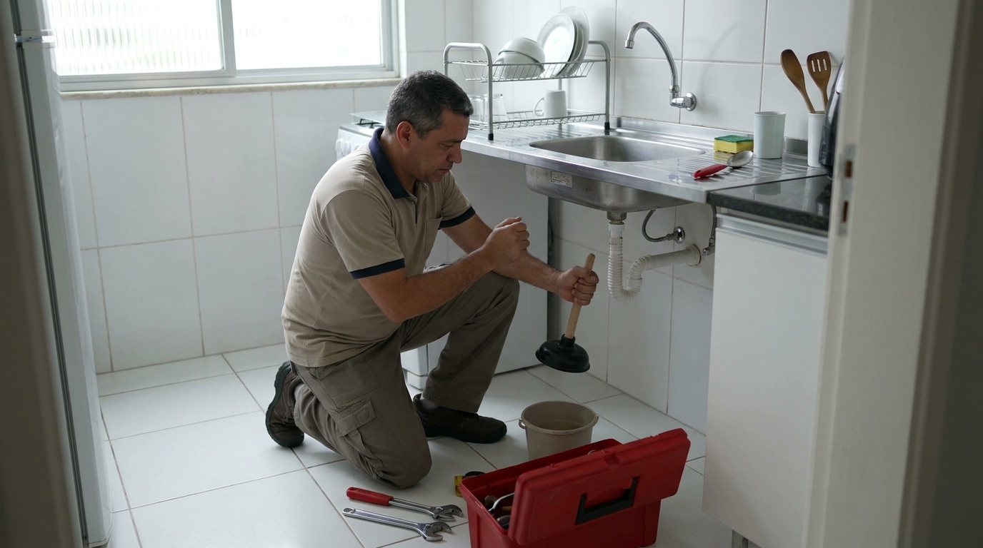 Desentupimento de pia residencial em Betim‑MG
